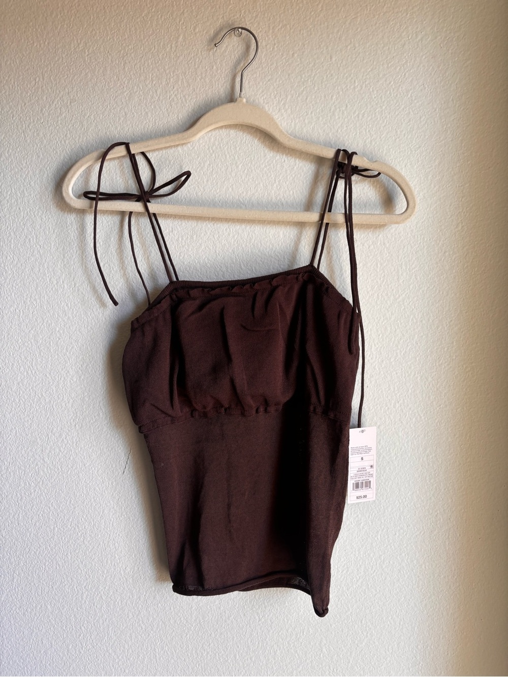 NWT Wild Fable Brown Tie-Strap Knit Top - Small